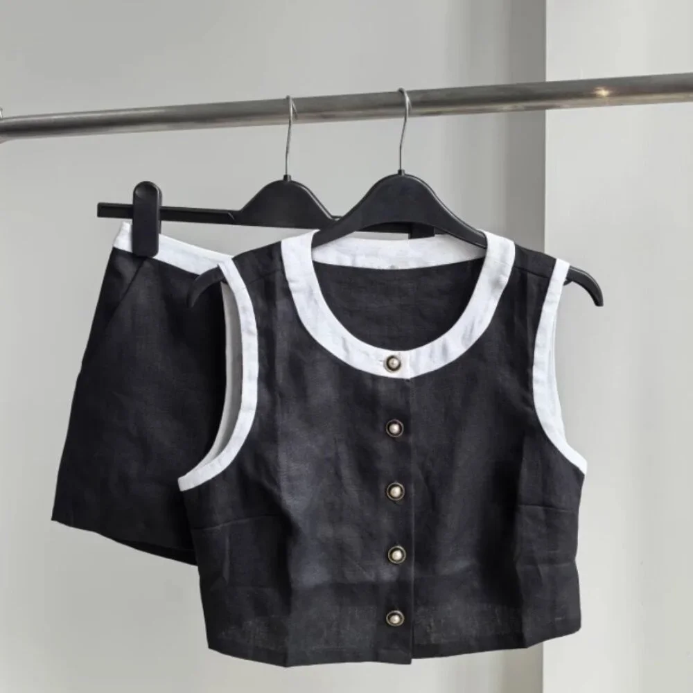 Reformation Roxy Linen Two Piece in Black